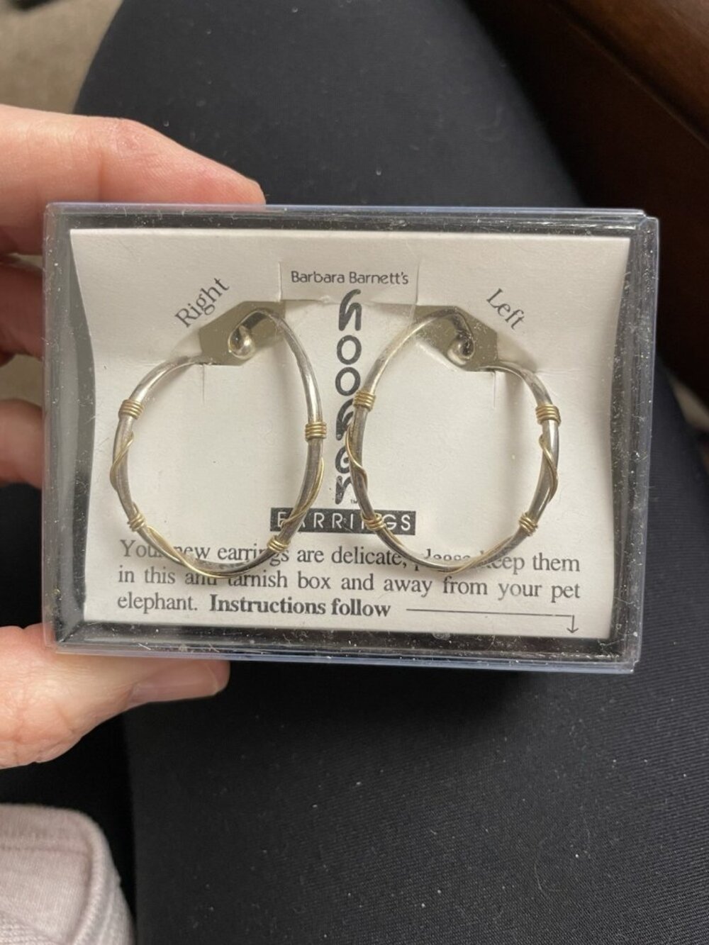 Vintage BARBARA BARNETT Sterling Silver Wire Wrapped Hoop HOOKER Earrings Signed - Picture 10 of 10